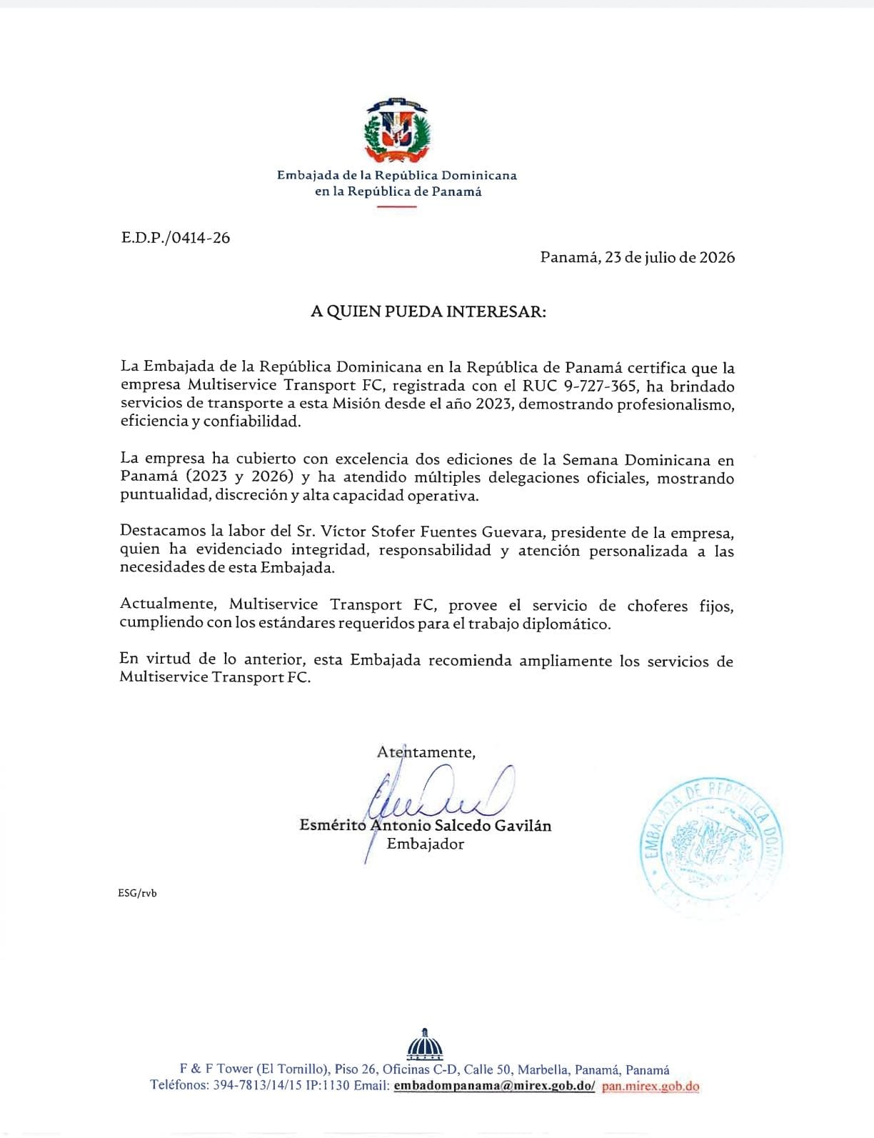Carta de recomendación
